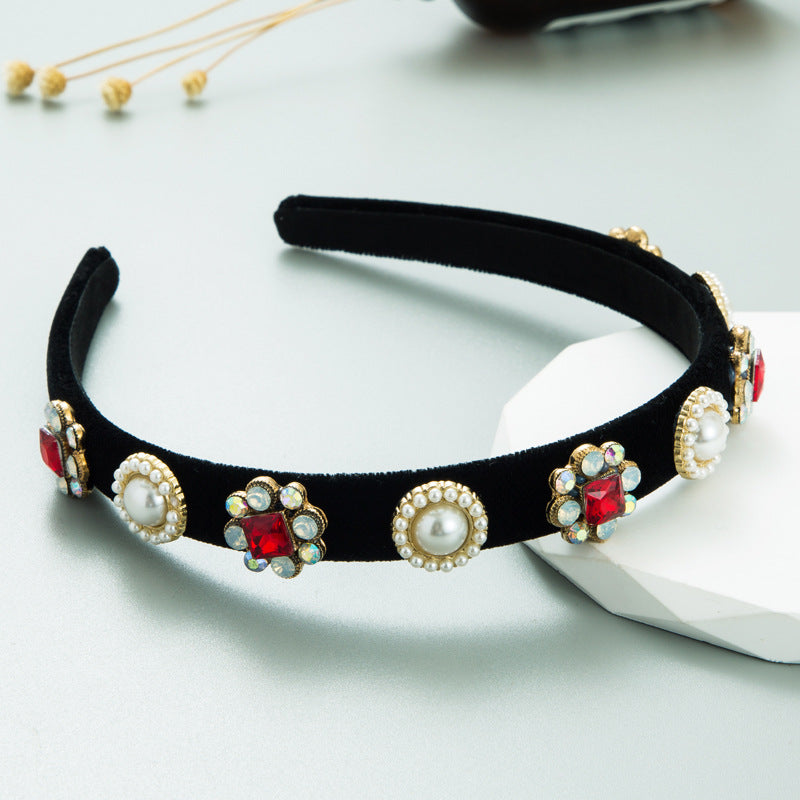 Baroque Court Diamond Tapered Headband Retro Style Premium Hair Ornament - Korvel