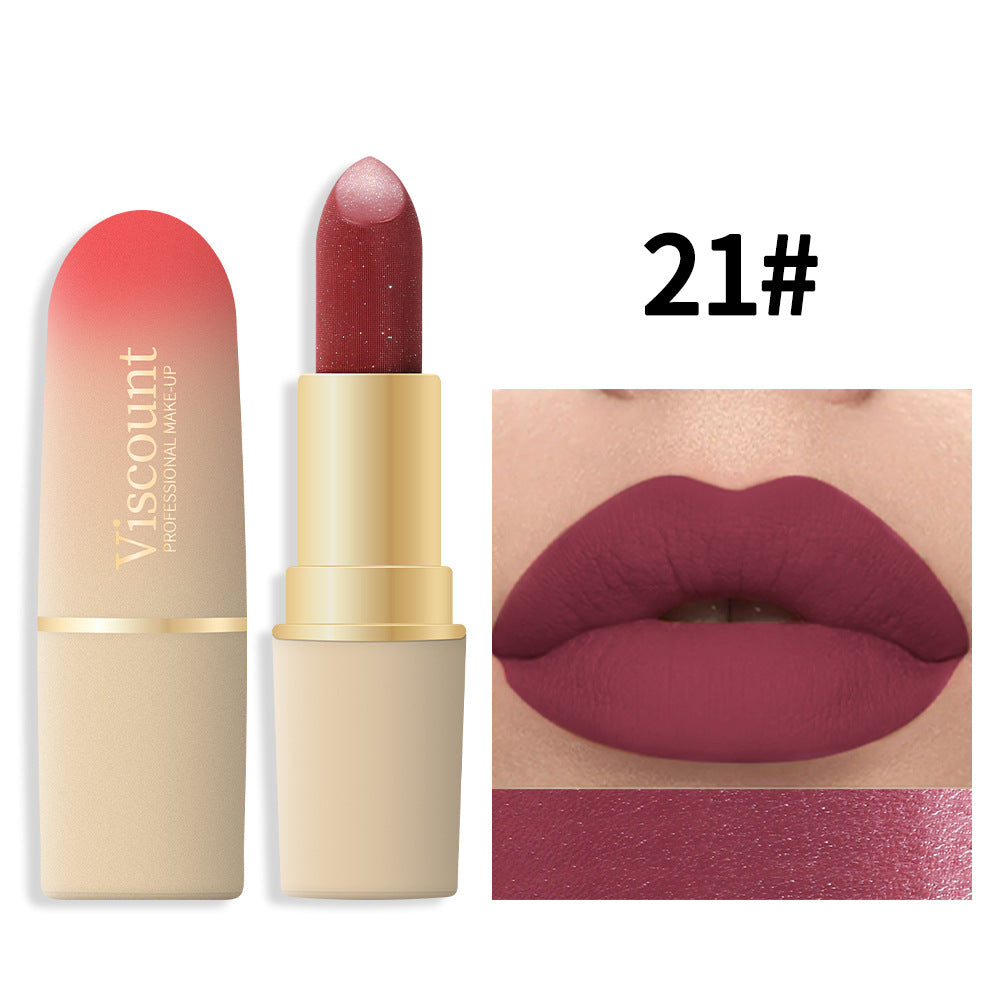 Waterproof And Durable Lipstick Velvet Fine Glitter Matte Lip And Cheek Dual-Use Lipstick - Korvel