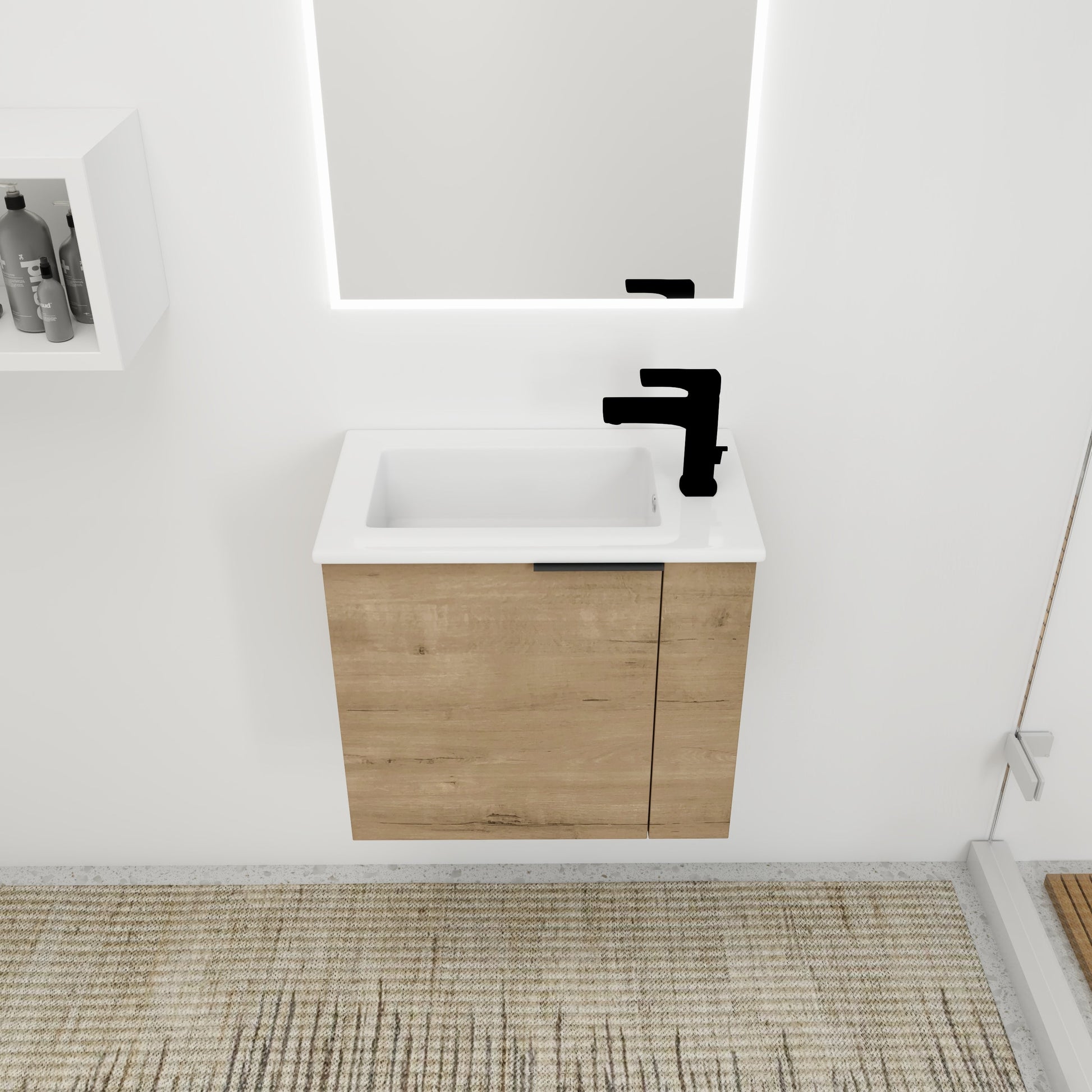 Bathroom Vanity with Sink 22 Inch for Small Bathroom,Floating Bathroom Vanity with Soft Close Door,Small Bathroom Vanity with Sink, 22x13 (KD-Packing) - Korvel