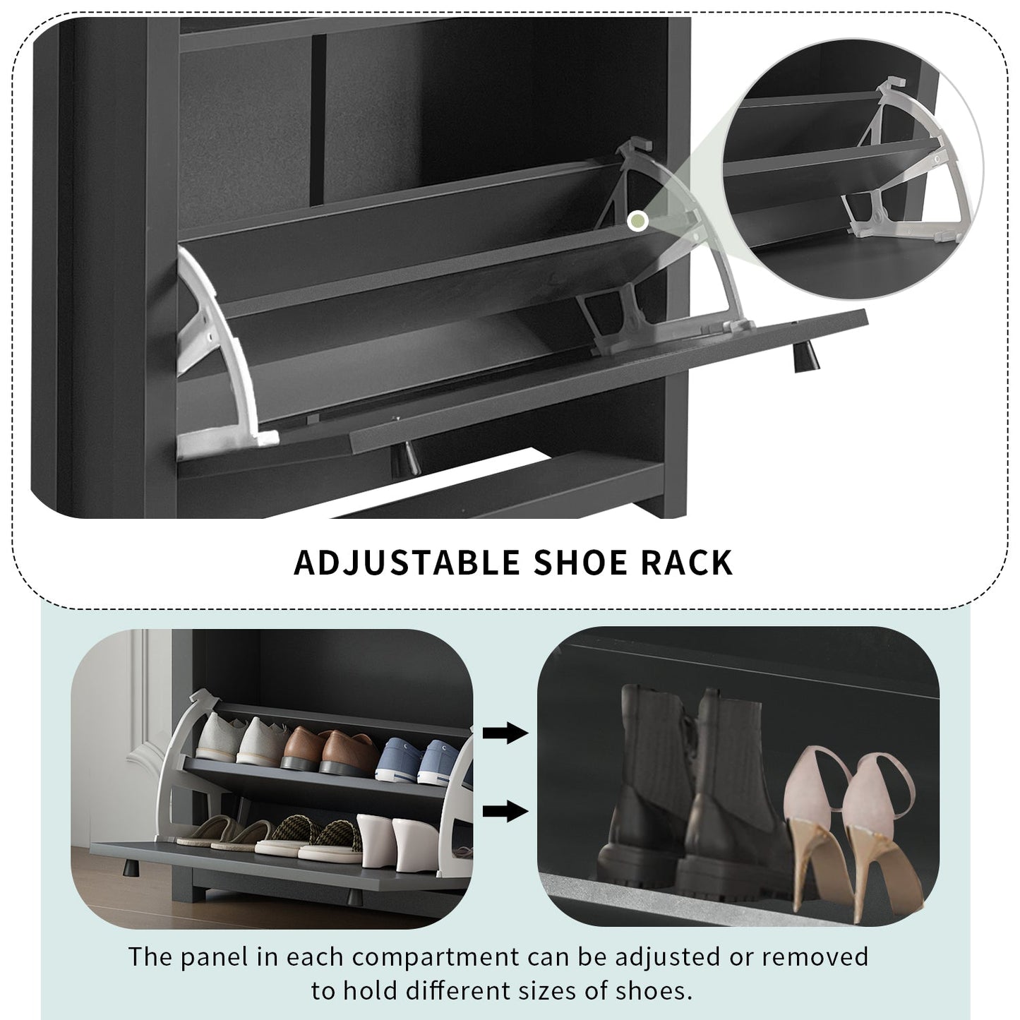 Organizador de Entrada Funcional ONTREND con 2 Cajones Plegables - Gris