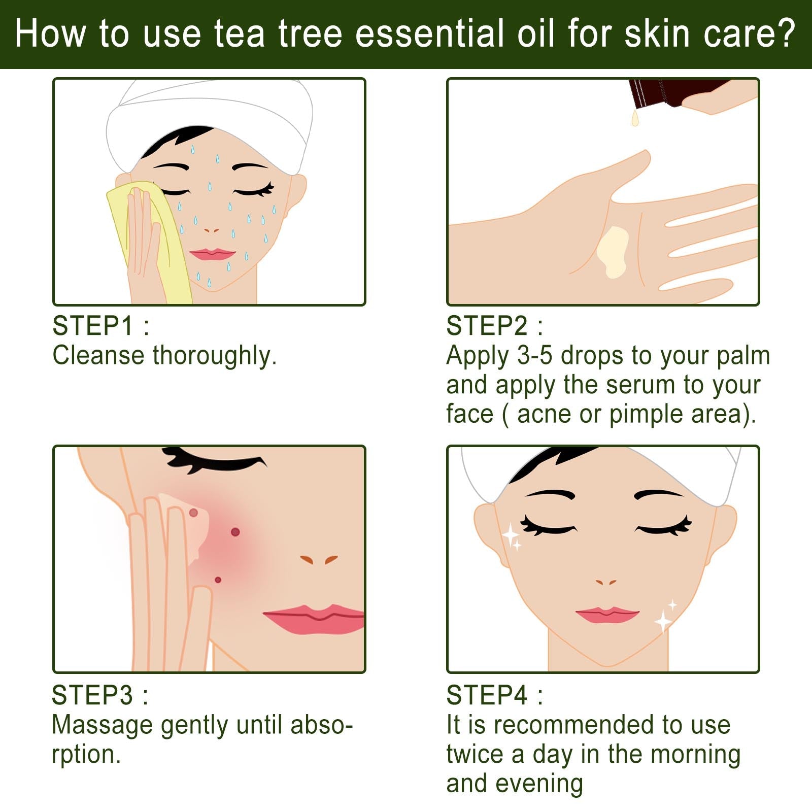 Tea Tree Essential Oil, Repair Acne Pore Shrinkage Hydrating Face Care Essential Oil - Korvel