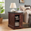 Farmhouse tea table bedside table rectangular farmhouse tea table with barn door and adjustable storage rack OAK - Korvel