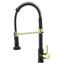 All copper spring faucet, kitchen sink with rotatable pull-out paint, black and gold dots - Korvel