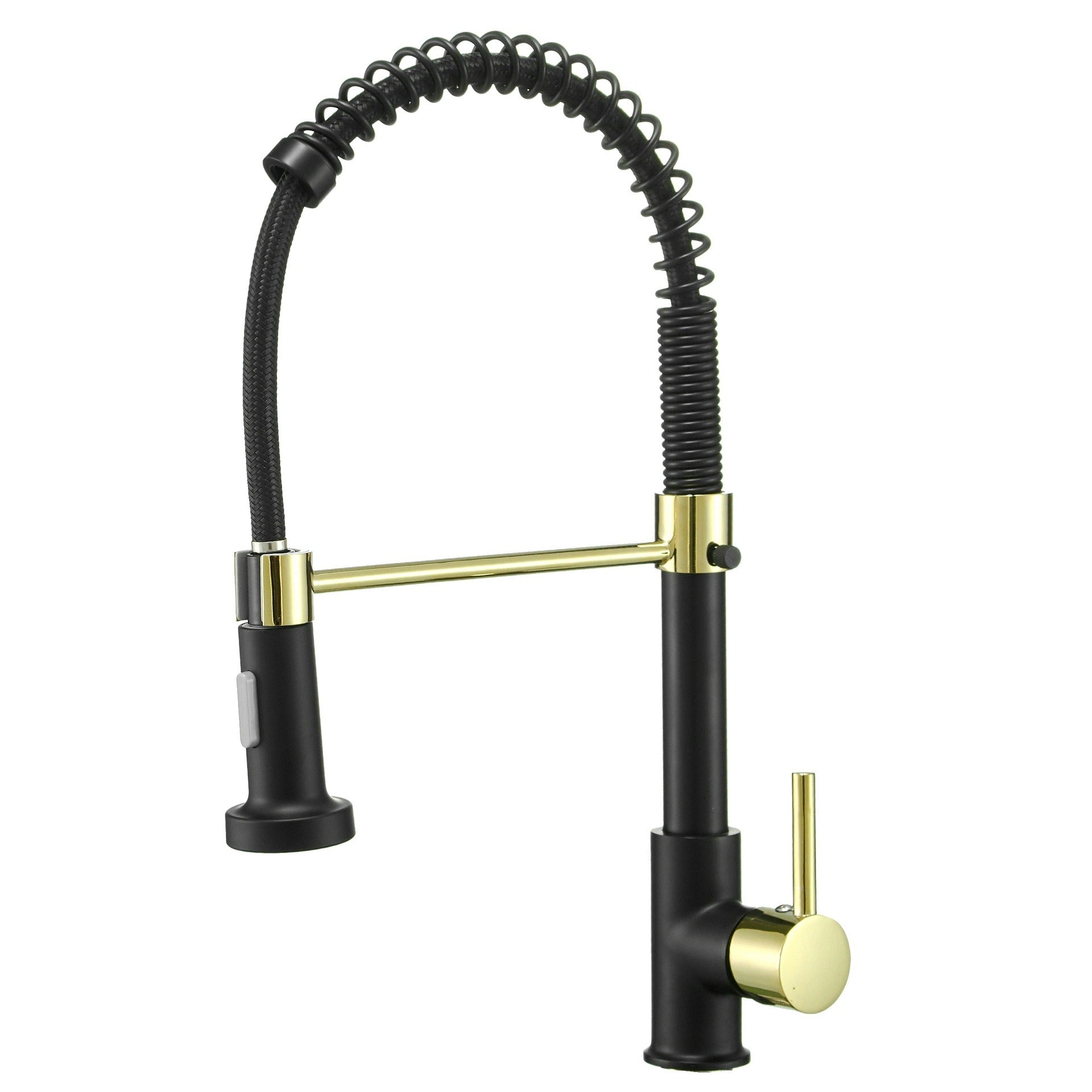 All copper spring faucet, kitchen sink with rotatable pull-out paint, black and gold dots - Korvel