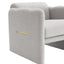 Armchair with wavy armrests, metal decorations on both sides of the armrests, made of Teddy cloth, light gray - Korvel