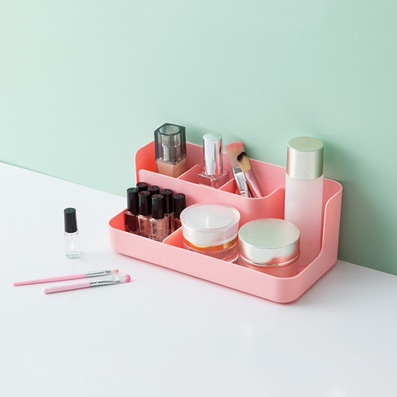 1pc Desktop Sundries Finishing Container Cosmetic Storage Partition Box Makeup Holder Stand Toiletries Plastic Case Organizer - Korvel