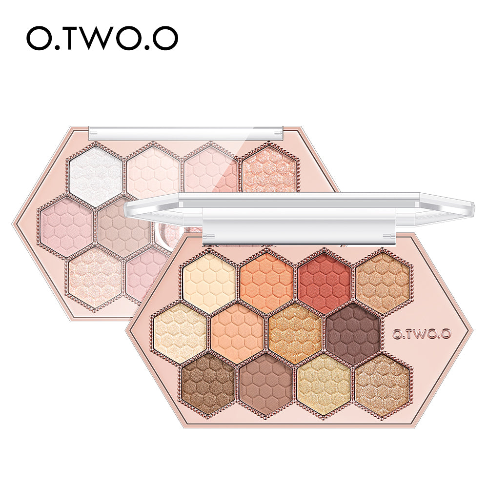 Honeycomb Hexagonal Star Diamond Eyeshadow Palette Taro Powder Honey Earth Eyeshadow Natural Highlight 12 Colors - Korvel