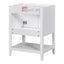 24" Bathroom Vanity Base Only, Soild Wood Frame, Bathroom Storage Cabinet with Doors and Open Shelf, White - Korvel