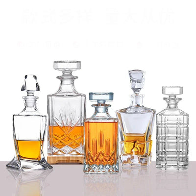 Crystal Glass Whiskey Decanter, Lead-Free, Luxury Barware, Wine Bottle, Home Party, 750ml - Korvel