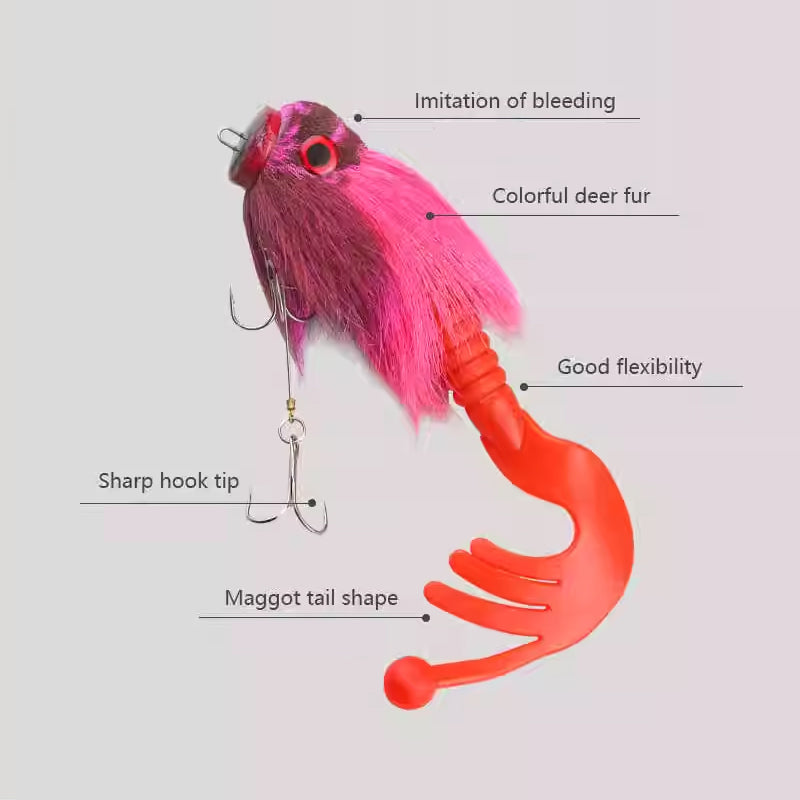 Palisandro Baby Rat Swimbait Bucktail - Muskie/Pike Lure, Hand - tied Deer Hair, Solid Body Fishing Rig - Korvel