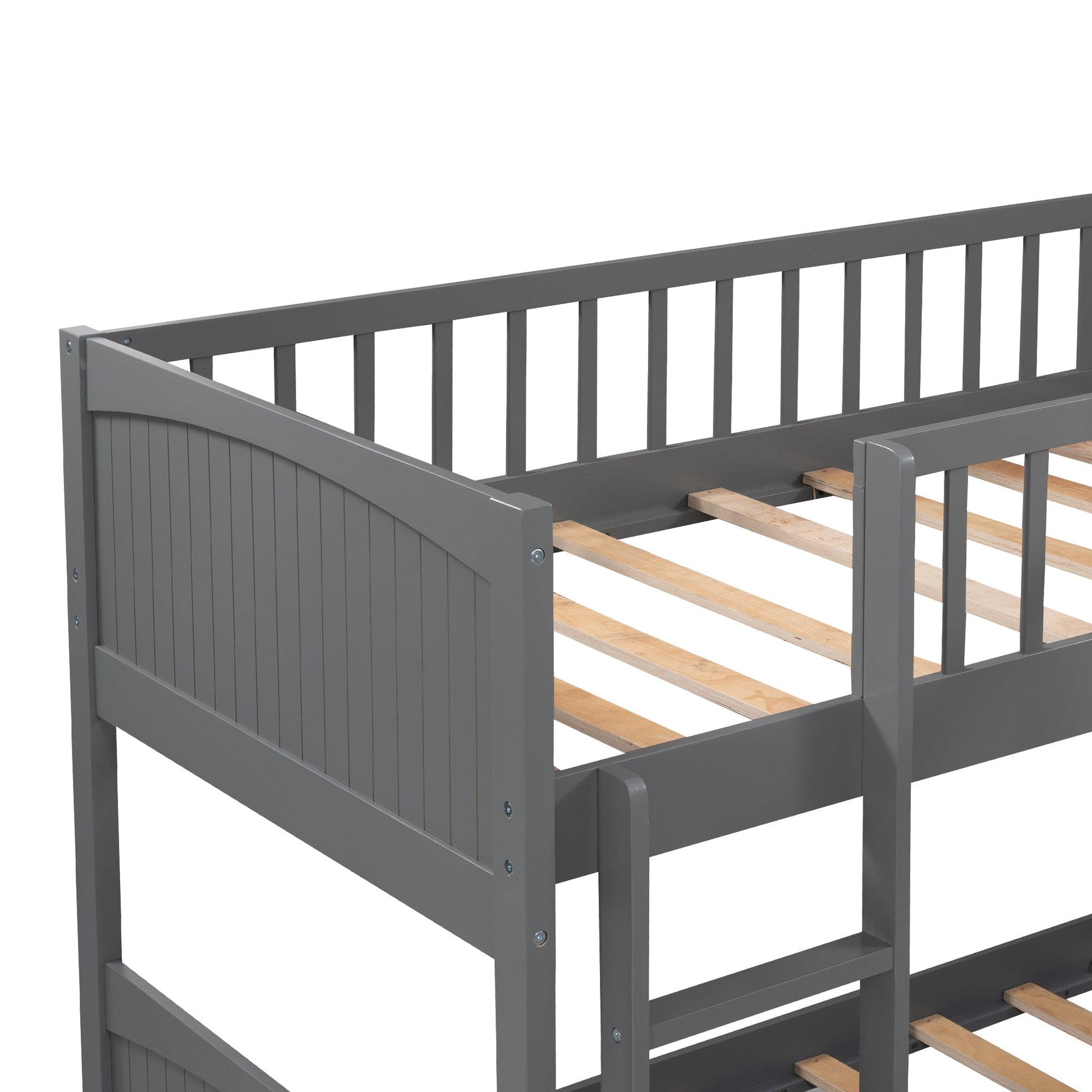 Twin Size Bunk Bed with a Loft Bed attached, with Two Drawers,Gray - Korvel