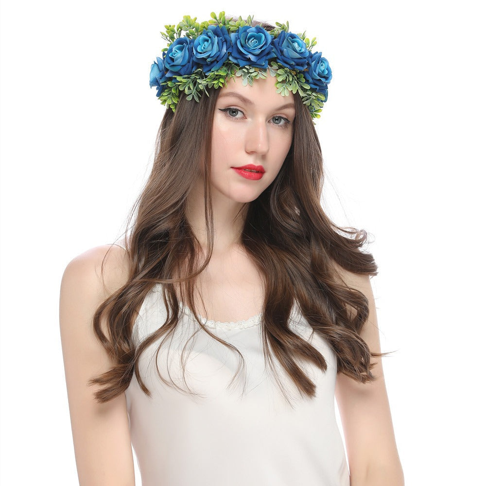 Handmade Velvet Flower Wreath - Adjustable Hair Accessory