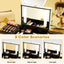 Portable makeup case, travel makeup bag with LED mirror, locked makeup storage box, brush holder, divider, rechargeable, white - Korvel