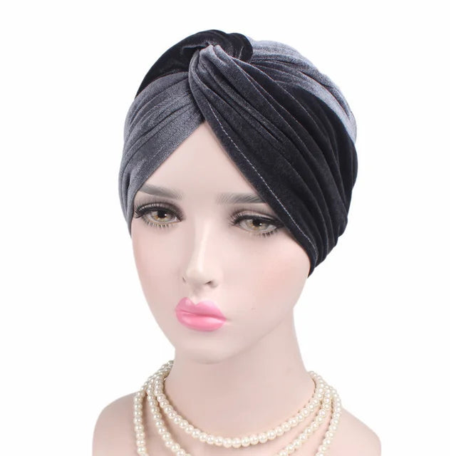 Women Velvet Turban Hat Headband Muslim Hijab Caps Female Soft Bandana Headband Hijabs Head Wrap Hair Accessories Supplies - Korvel