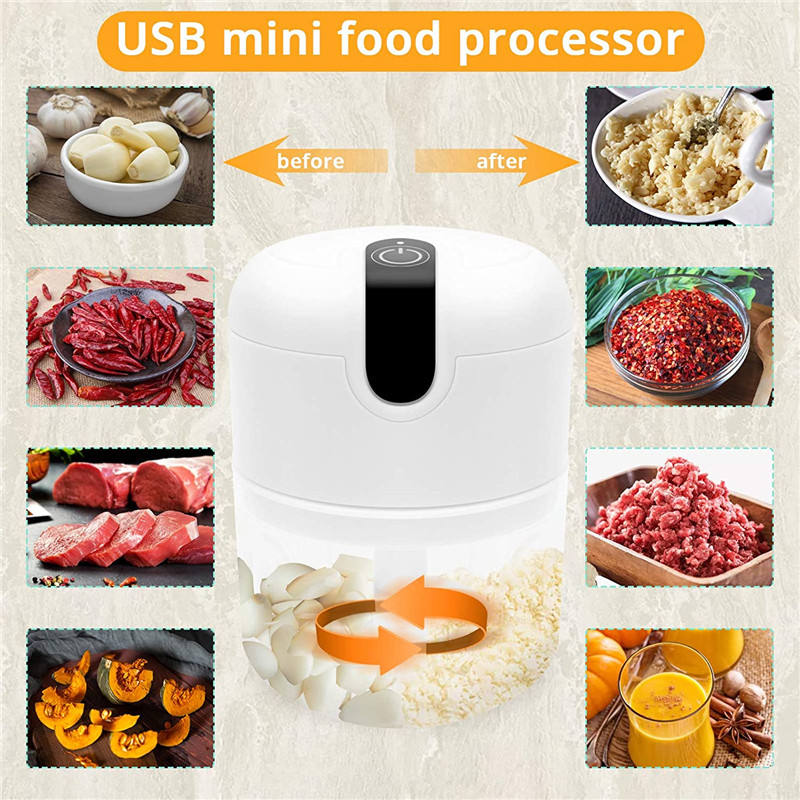250ml Home Kitchen Appliances Vegetable Meat Electric Mini USB Rechargeable Multifunctional Chopper Garlic Masher Wireless Garlic Beater - Korvel