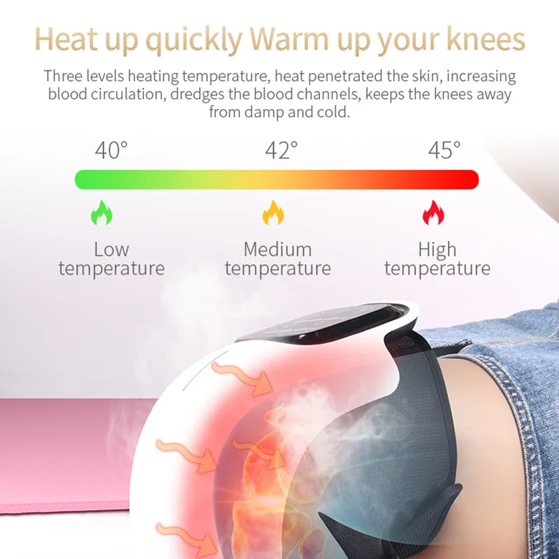 Knee Massager with Heat and Kneading for Pain Relie Rechargeable LED Display Arthritis Massagers Infrared Heated Vibration Tool - Korvel