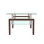 Rectangle Walnut Glass Coffee Table, Clear Coffee Table, Modern Side Center Tables for Living Room, Living Room Furniture - Korvel
