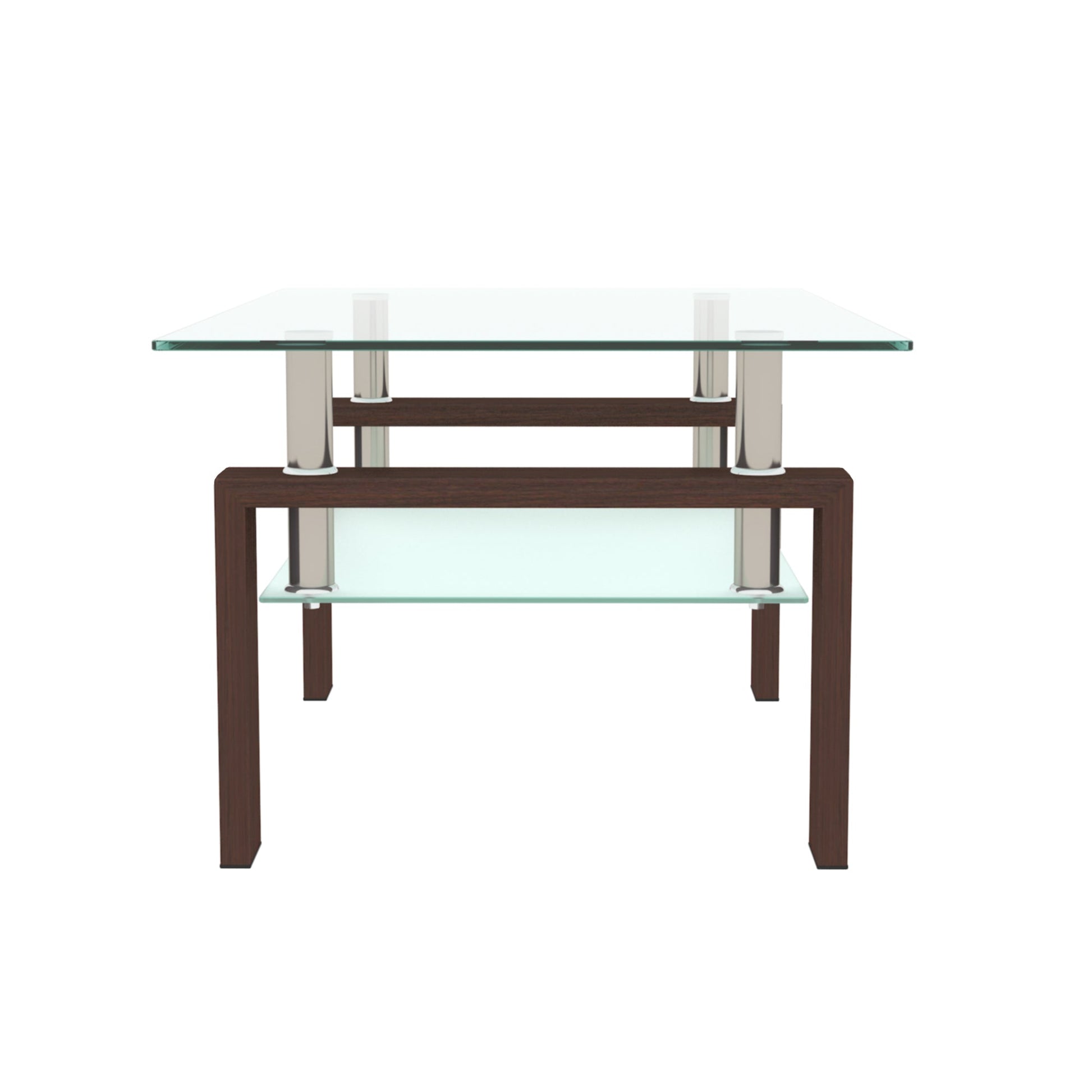 Rectangle Walnut Glass Coffee Table, Clear Coffee Table, Modern Side Center Tables for Living Room, Living Room Furniture - Korvel