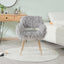 GREY Faux Fur Upholstered Make up chair Side Dining Chair with Metal Leg(GREY+Beech Metal Leg) - Korvel