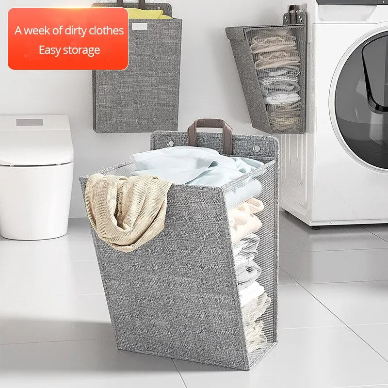 Dirty Clothes Basket Foldable Home Dormitory Dormitory Multifunctional Organization Storage Wall Hanging Basket - Korvel