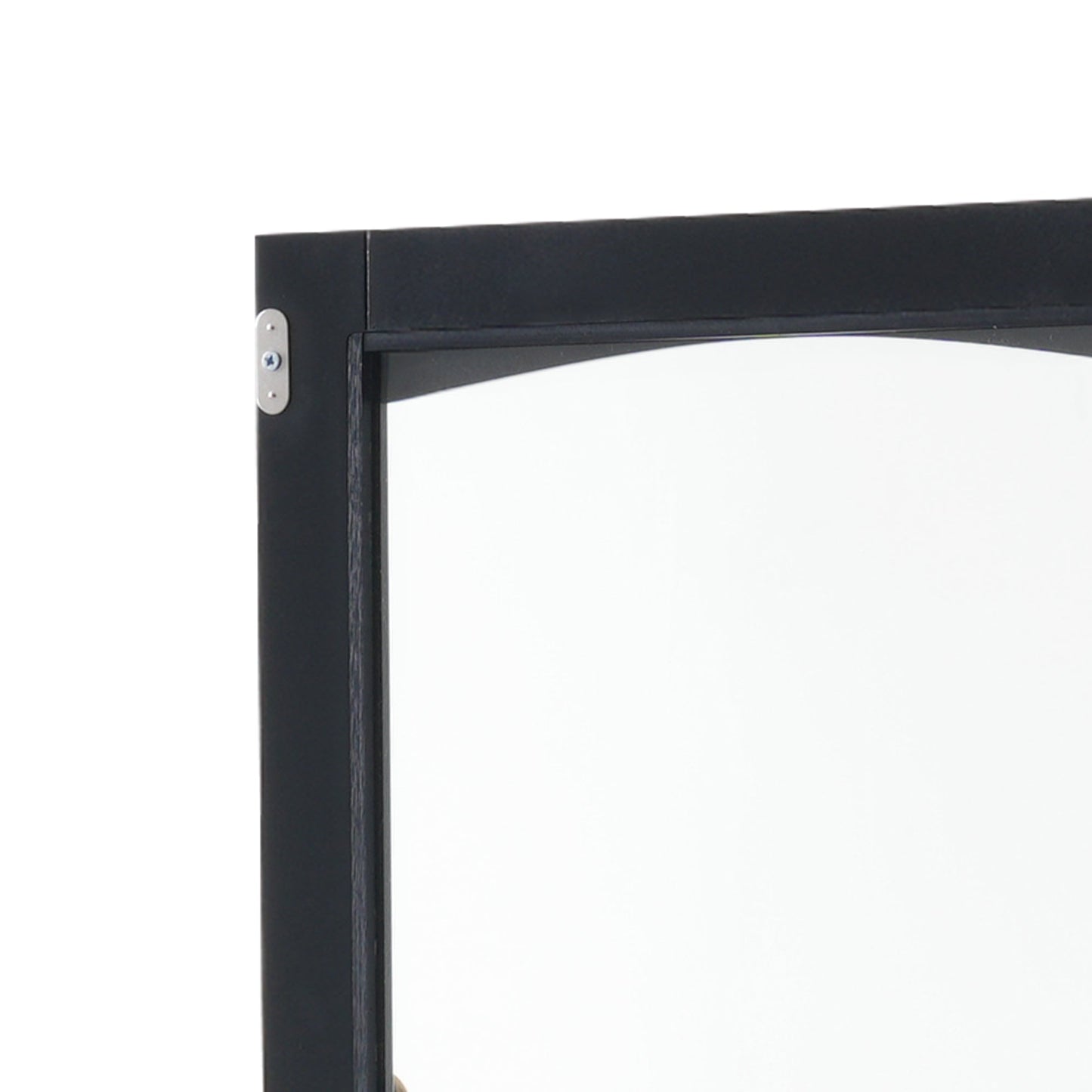 Tall Bathroom Storage Cabinet with Glass Doors, Free-Standing, Two Drawers, and Adjustable Shelves, MDF Board, Painted Black - Korvel