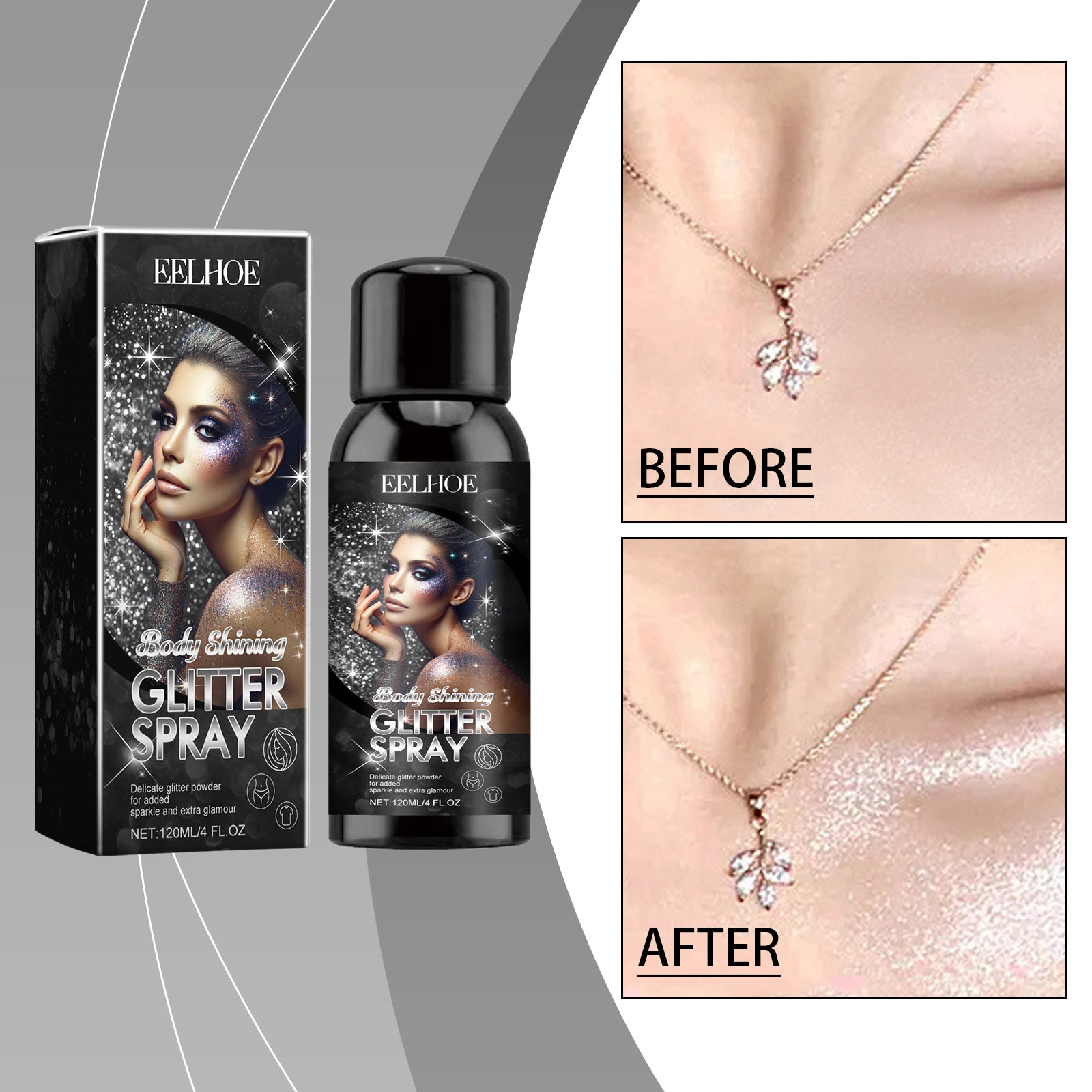 Stage Makeup Glitter Spray, Highlighter Spray Natural Stereo Long-Lasting Brightening Glitter - Korvel