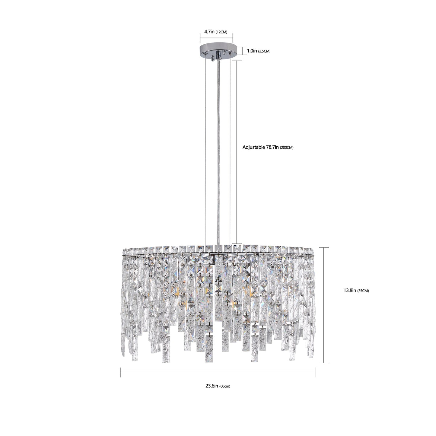 Luxurious Round Silver Crystal Chandelier