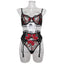 Ensemble de Lingerie en Dentelle Rouge Élégante avec Broderie de Rose