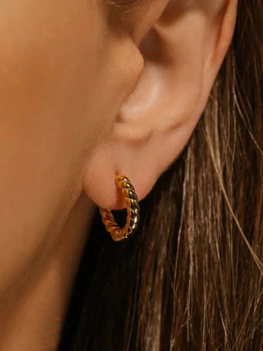 18K Gold-Plated Stainless Steel Huggie Earrings - Korvel