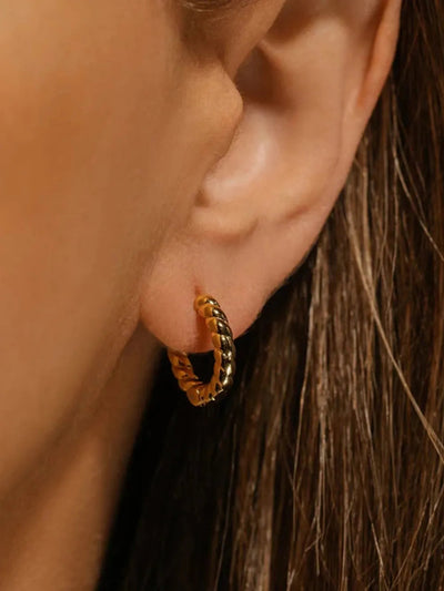 18K Gold-Plated Stainless Steel Huggie Earrings - Korvel