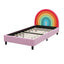 Rainbow Design Upholstered Twin Platform Bed Cute Style Princess Bed for Boys & Girls, Teens, Colorful & Pink - Korvel