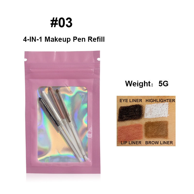 4 In 1 Eyebrow Pencil Waterproof Drawing Eye Brow Makeup Pen Long-Wear Eyeliner Eyebrow Highlighter Stick Makeup Cosmetic Tool - Korvel