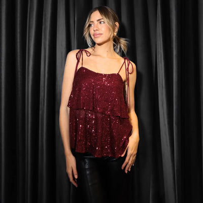 Sexy Sequin V-Neck Strapless Crop Top for Women Loose Fitting Blouse - Korvel