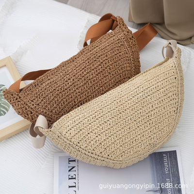 Handmade Woven Dumpling Crossbody Bag for Women