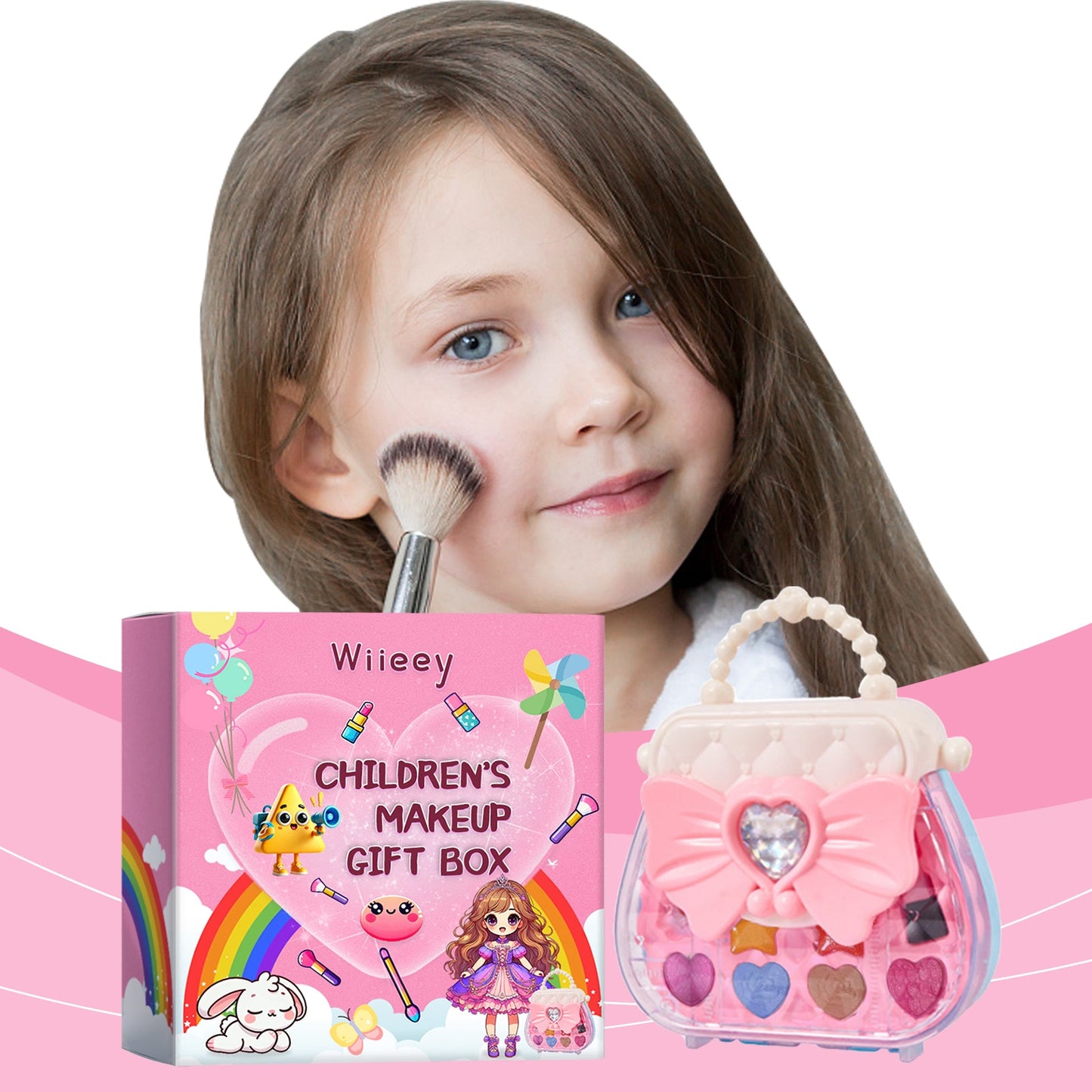 Kids Makeup Gift Box, Kids Play Fun Girl Makeup Lipstick Eyeshadow Makeup Set Gift Box - Korvel