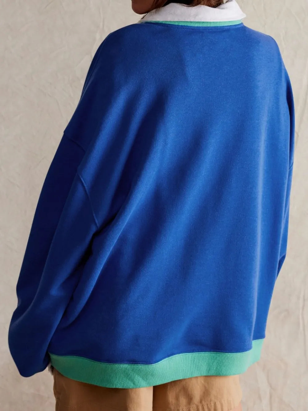 Contrast Dropped Shoulder Long Sleeve Sweatshirt - Korvel