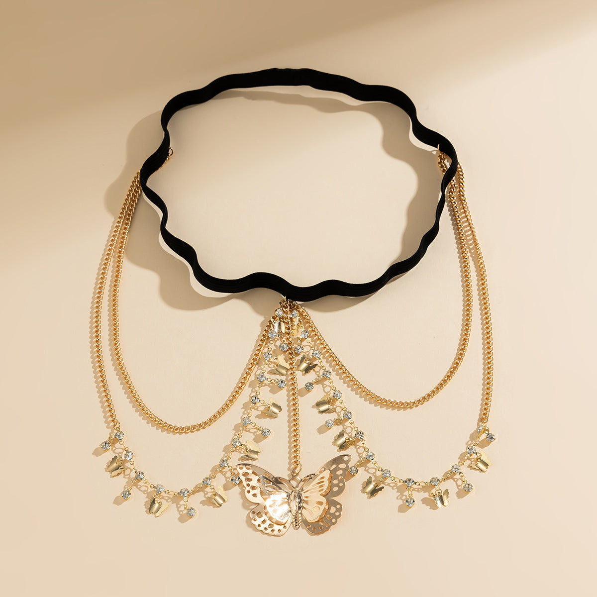 Joyería de Cadena para Pierna con Borlas y Mariposa Verde Elegante