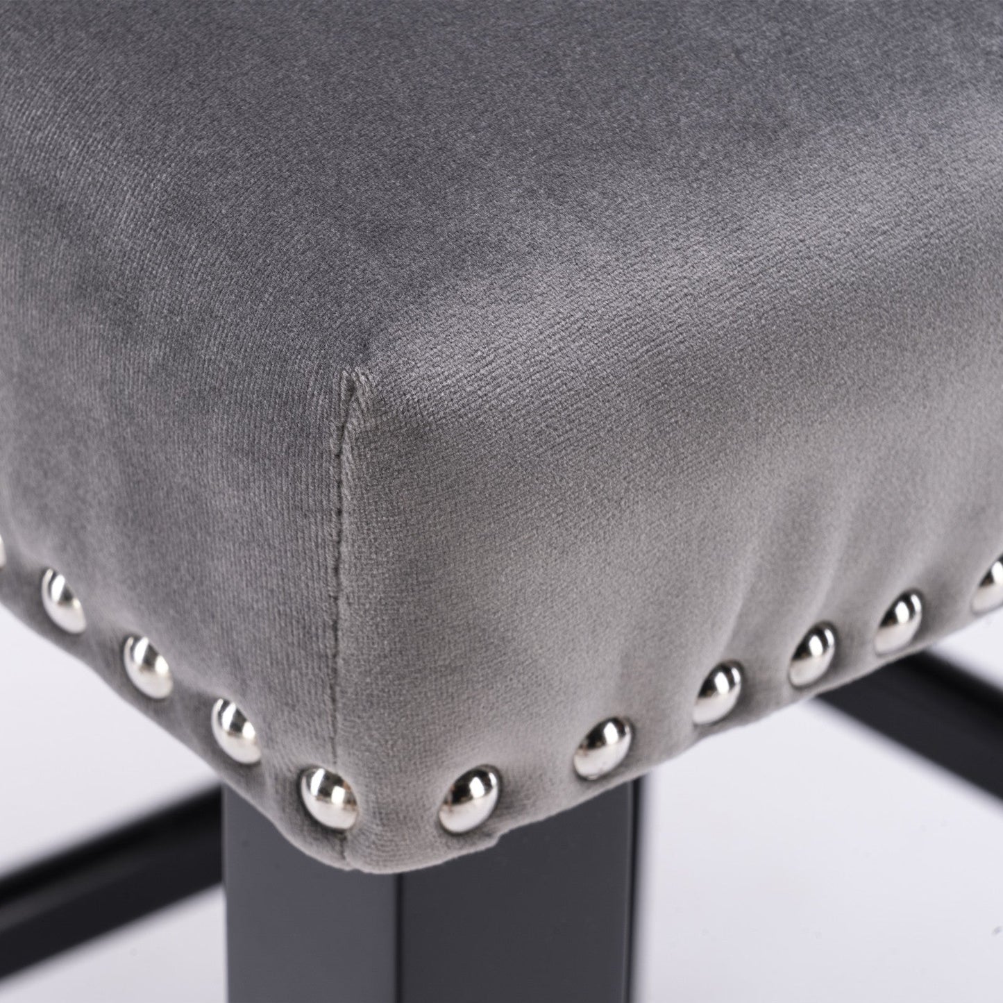 Conjunto de Taburetes de Barrotes de Terciopelo Contemporáneo - Gris
