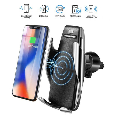 Automatic Clamping Wireless Car Charger Air Vent Phone Holder 360 Degree Rotation USB Charging Mount Bracket - Korvel