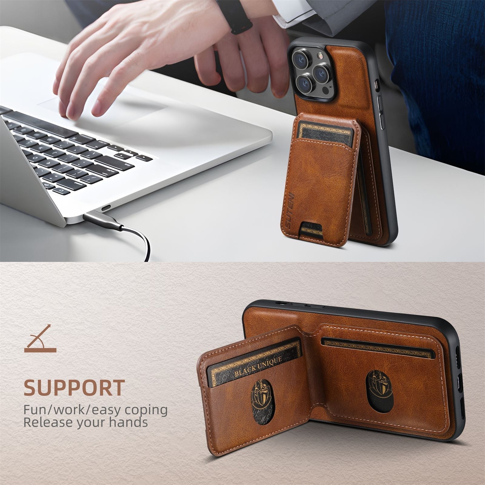 Applicable to iPhone16Plus Apple 14 card slot mobile phone case - Korvel