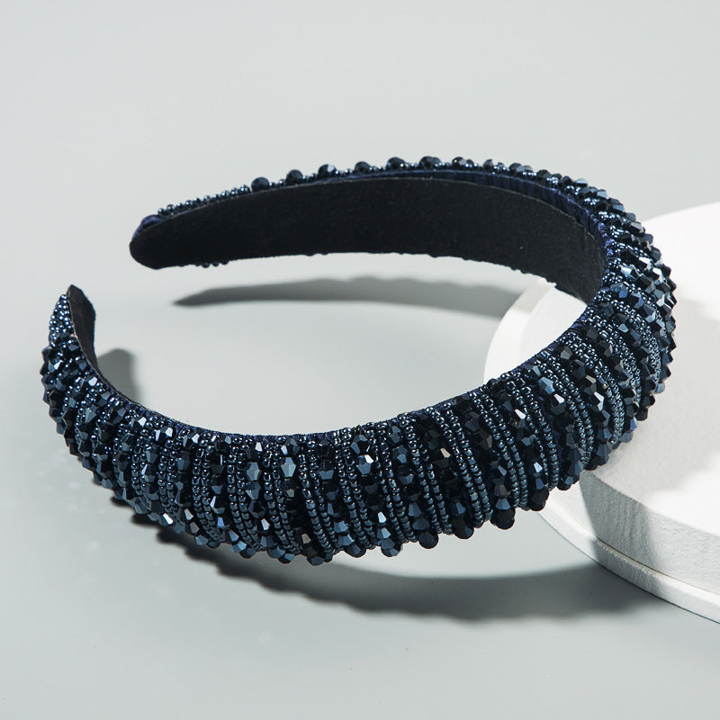 Hair Hoop Hand Woven Beaded Head Hoop Female Baroque Sponge Hair Bundle Korean Style Of The Net Red Face Wash Hair Accessories - Korvel