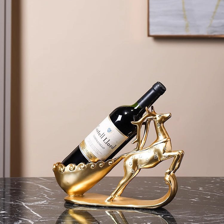 Creative Golden Deer Wine Rack Living Room Wine Cabinet Decoration Home TV Cabinet Decoration Red Wine Rack Decorative Crafts - Korvel