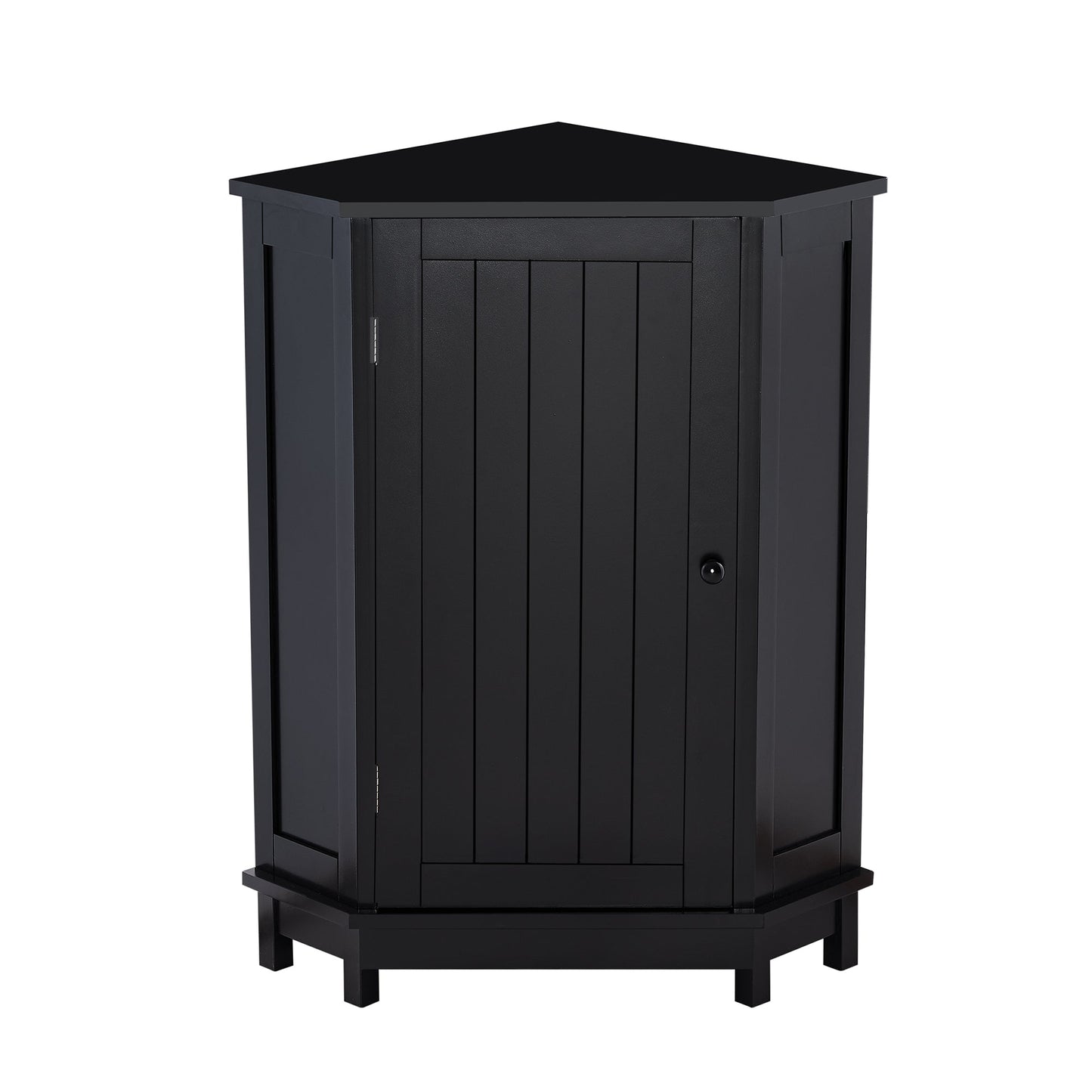 Black Bathroom Cabinet Triangle Corner Storage Cabinet with Adjustable Shelf Modern Style MDF Board - Korvel