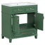 30 inch uncovered bathroom vanity with soft closed door, limited to solid wood frame bathroom storage cabinet green - Korvel