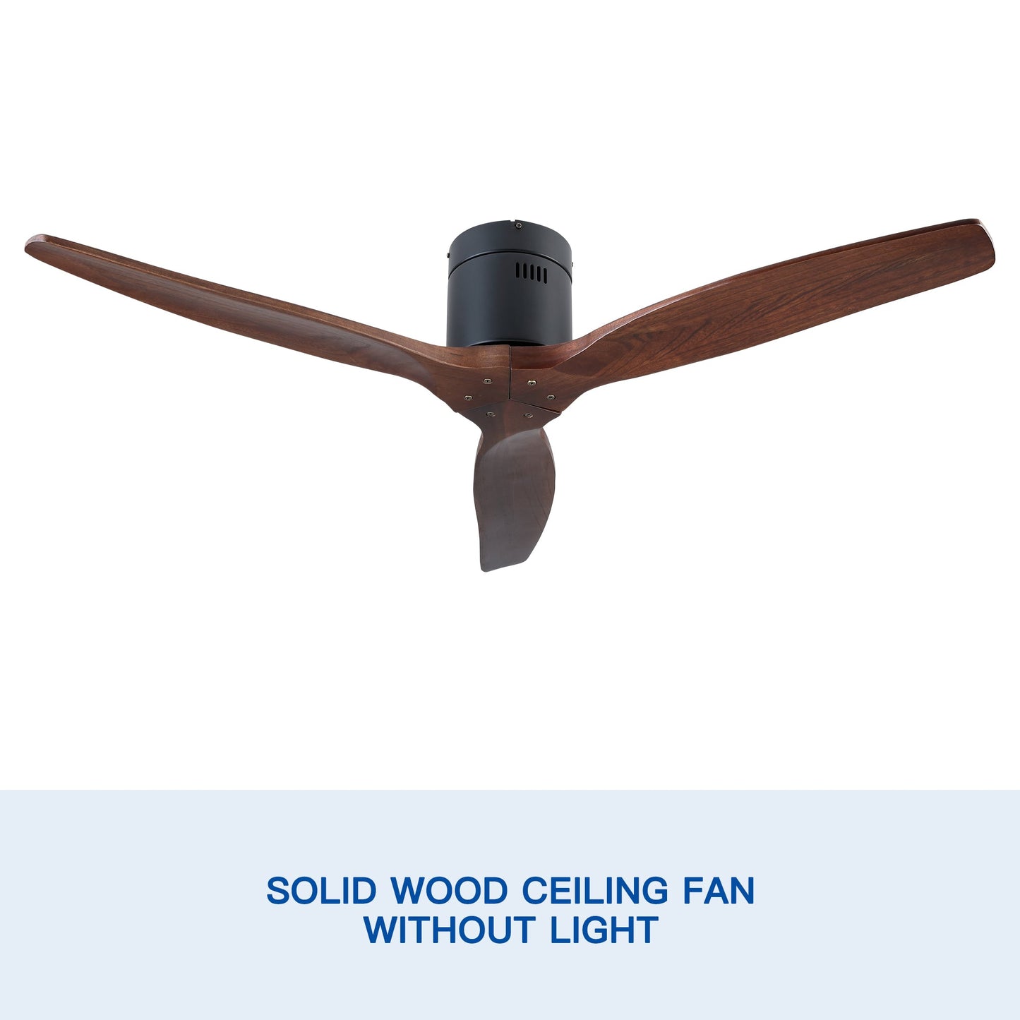 Ventilateur de plafond rustique YUHAO 52" - Fini noir mat et pales en bois