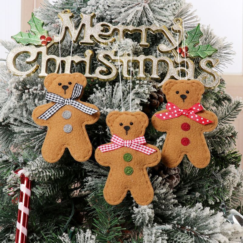 Christmas Party Decoration Christmas Tree Christmas Cartoon Pendant Biscuit Bear Small Pendant Set Christmas Supplies - Korvel