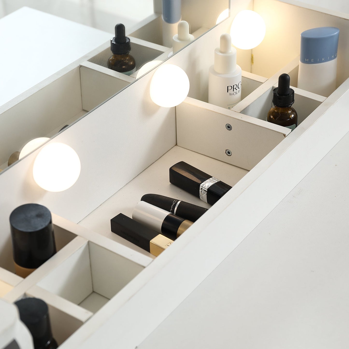 Elegant Lighted Vanity Desk Set with Adjustable Brightness