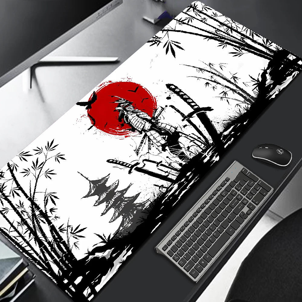 Samurai Warrior Mouse Pad Gamer Computer Accessories Keyboard Table Mat Black Mousepad Company Gaming Laptop Desk Accessory Pc - Korvel