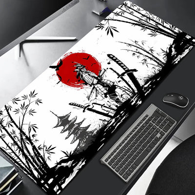 Samurai Warrior Mouse Pad Gamer Computer Accessories Keyboard Table Mat Black Mousepad Company Gaming Laptop Desk Accessory Pc - Korvel