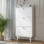 Modern Arc Design Shoe Cabinet With 3 Drawers,Shoe Storage Cabinet for Entryway,Outdoor,White Finish - Korvel